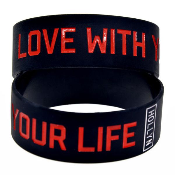 charm bracelets 1pc one inch wide hollyn love with your life silicone wristband for music fans, Golden;silver
charm bracelets 1pc one inch wide hollyn love with your life silicone wristband for music fans, Golden;silver