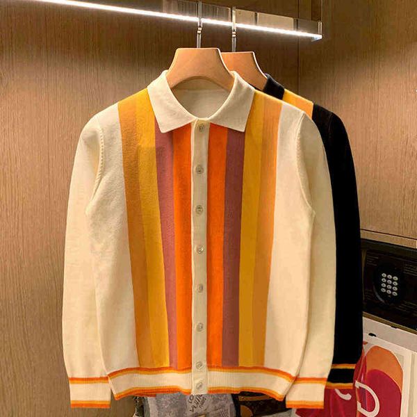 british retro elegant youth lapel sweater autumn and winter italian fashion color matching diamond long-sleeved polo shirt men, White;black
british retro elegant youth lapel sweater autumn and winter italian fashion color matching diamond long-sleeved polo shirt men, White;black