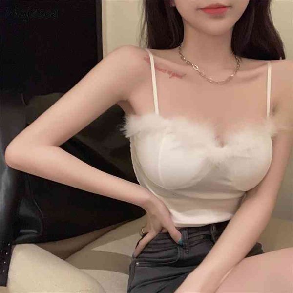 sleeveless party clubwear womens cami crop sling feathers slim korean style feminino outwear padded camisole, White
sleeveless party clubwear womens cami crop sling feathers slim korean style feminino outwear padded camisole, White
