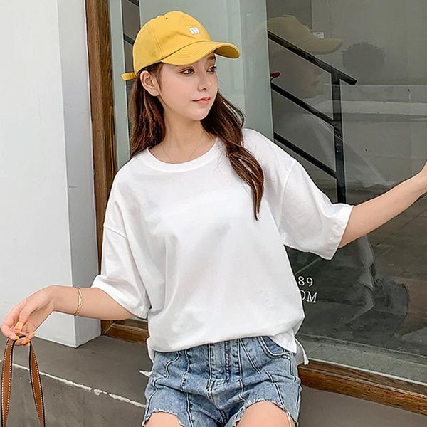 women's t-shirt solid color short-sleeved pure cotton student half-sleeved bottoming shirt women summer 2021 loose, White
women's t-shirt solid color short-sleeved pure cotton student half-sleeved bottoming shirt women summer 2021 loose, White
