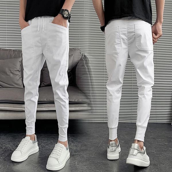 men's pants summer slim casual nine-point feet solid color wild trousers streetwear joggers, Black
men's pants summer slim casual nine-point feet solid color wild trousers streetwear joggers, Black