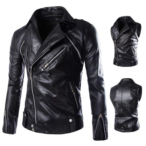 men's fur & faux 2021 clothing night bar dj motorcycle leather costume detachable sleeve two fake coat singer costumes, Black
men's fur & faux 2021 clothing night bar dj motorcycle leather costume detachable sleeve two fake coat singer costumes, Black