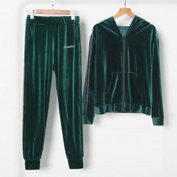 2 piece set long sleeve women tracksuits zipper hooded jacket pant suits fashion ladies casual velvet trackpants outfits, Gray
2 piece set long sleeve women tracksuits zipper hooded jacket pant suits fashion ladies casual velvet trackpants outfits, Gray