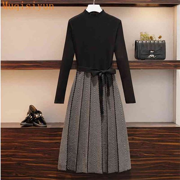 women dress knitted sweater pleated female autumn winter long sleeve office lady casual midi es 210519, Black;gray
women dress knitted sweater pleated female autumn winter long sleeve office lady casual midi es 210519, Black;gray