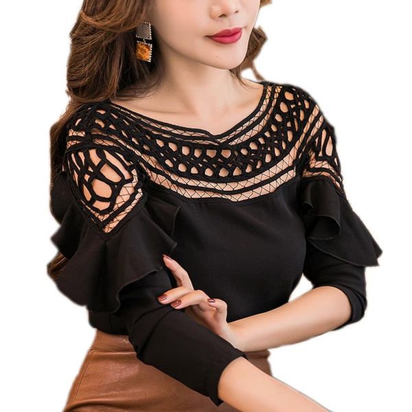 women's blouses & shirts chiffon blouse lotus leaf women hollow shirt long sleeve 2021 spring korean and, White
women's blouses & shirts chiffon blouse lotus leaf women hollow shirt long sleeve 2021 spring korean and, White