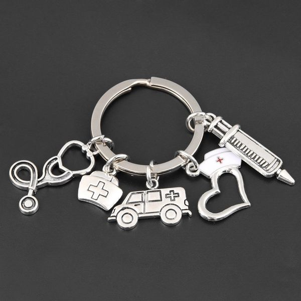 new hospital charms keychain medical syringe key ring ambulance nurse cap stethoscope key chain doctor nurse gift diy jewelry, Silver
new hospital charms keychain medical syringe key ring ambulance nurse cap stethoscope key chain doctor nurse gift diy jewelry, Silver