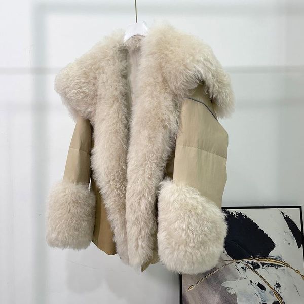 women's fur & faux 2021 winter down jacket women coat double face real lambswool big collar warm outerwear fashion streetwear, Black
women's fur & faux 2021 winter down jacket women coat double face real lambswool big collar warm outerwear fashion streetwear, Black