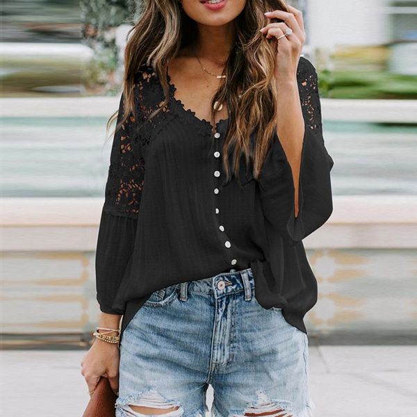 women's blouses & shirts summer elegant 2021 pure color v-neck long sleeve hollow lace loose blouse shirt ol clothing, White
women's blouses & shirts summer elegant 2021 pure color v-neck long sleeve hollow lace loose blouse shirt ol clothing, White