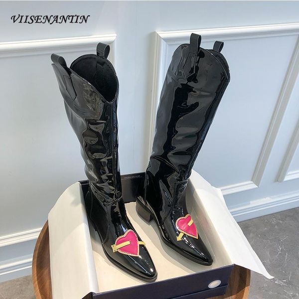 boots british style fashion 2021 spring and autumn increased patent leather heart-shaped embroidered long, Black
boots british style fashion 2021 spring and autumn increased patent leather heart-shaped embroidered long, Black