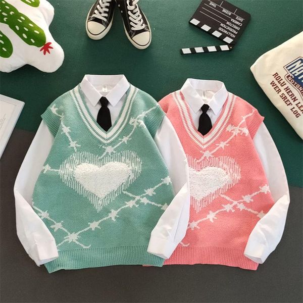 men's sweaters japanese students 2021 spring and autumn style fashion winter korean loose couples vests knitted vest sweater men, White;black
men's sweaters japanese students 2021 spring and autumn style fashion winter korean loose couples vests knitted vest sweater men, White;black