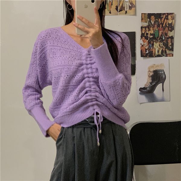 sweaters autumn drawstring navel bow tie fashion v-neck versatile pullover solid color hollow sweater, White;black
sweaters autumn drawstring navel bow tie fashion v-neck versatile pullover solid color hollow sweater, White;black