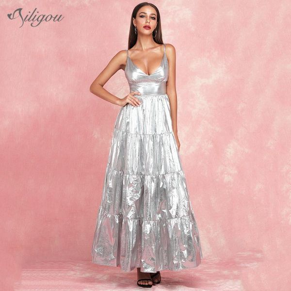 casual dresses ailigou2021 autumn women's floor dress celebrity party bodycon silver sleeveless v-neck vestidos, Black;gray
casual dresses ailigou2021 autumn women's floor dress celebrity party bodycon silver sleeveless v-neck vestidos, Black;gray