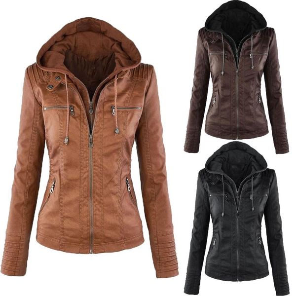 women's jackets 2021 women motorcycle jacket solid color long sleeve zipper coat winter slim pu leather soft, Black;brown
women's jackets 2021 women motorcycle jacket solid color long sleeve zipper coat winter slim pu leather soft, Black;brown