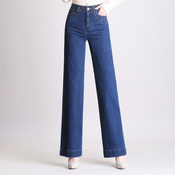 autumn women's jeans office lady high waist wide leg denim blue pants big straight trousers plus size 28-35
autumn women's jeans office lady high waist wide leg denim blue pants big straight trousers plus size 28-35