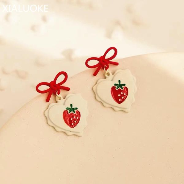 stud xialuoke s925 needle red strawberry earrings for women cute romantic bowknot heart summer jewelry accessories, Golden;silver
stud xialuoke s925 needle red strawberry earrings for women cute romantic bowknot heart summer jewelry accessories, Golden;silver