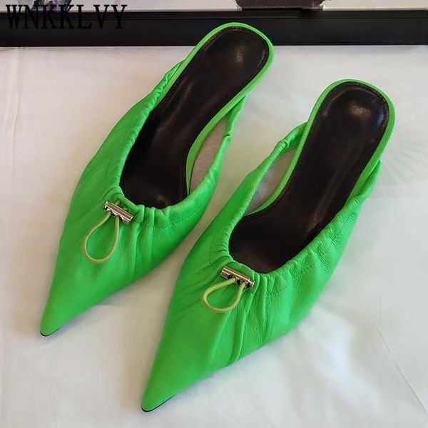 kitten heels pointed toe slippers women wrinkle real leather elastic rope sandals sweety color party shoes lazyman mules 2021, Black
kitten heels pointed toe slippers women wrinkle real leather elastic rope sandals sweety color party shoes lazyman mules 2021, Black