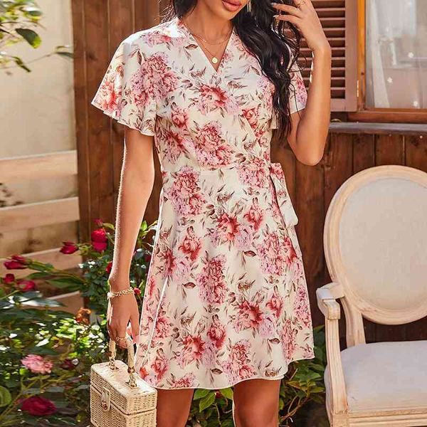 casual dresses women elegant summer print short sleeve floral printed sashes a-line wrap party high waist lady vestidos t05f, Black;gray
casual dresses women elegant summer print short sleeve floral printed sashes a-line wrap party high waist lady vestidos t05f, Black;gray