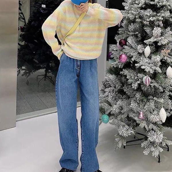 style ladies jeans high waist loose straight pants women's casual jean for spring 2021, Blue
style ladies jeans high waist loose straight pants women's casual jean for spring 2021, Blue