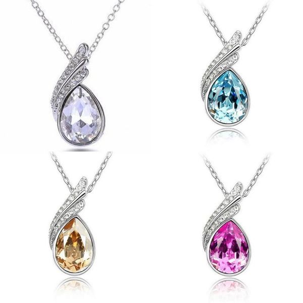 angel wing pendant necklace austria crystal rhinestone with platinum plated chain water drop choker wedding jewelry, Silver
angel wing pendant necklace austria crystal rhinestone with platinum plated chain water drop choker wedding jewelry, Silver