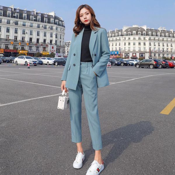 women's suits & blazers 2021 spring korean fashion casual foreign stripes professional small suit jacket nine points pants two-piece fe, White;black
women's suits & blazers 2021 spring korean fashion casual foreign stripes professional small suit jacket nine points pants two-piece fe, White;black