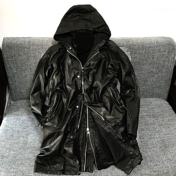 men's leather & faux nishikawa cowhide soft pure vegetable tanned calf three-dimensional tailoring hooded coat, Black
men's leather & faux nishikawa cowhide soft pure vegetable tanned calf three-dimensional tailoring hooded coat, Black