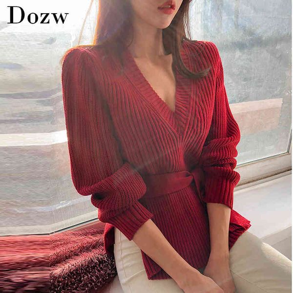 autumn winter lace up knitted sweater elegant ladies solid long sleeve split sweater pullover female v neck jumper 210414, White;black
autumn winter lace up knitted sweater elegant ladies solid long sleeve split sweater pullover female v neck jumper 210414, White;black