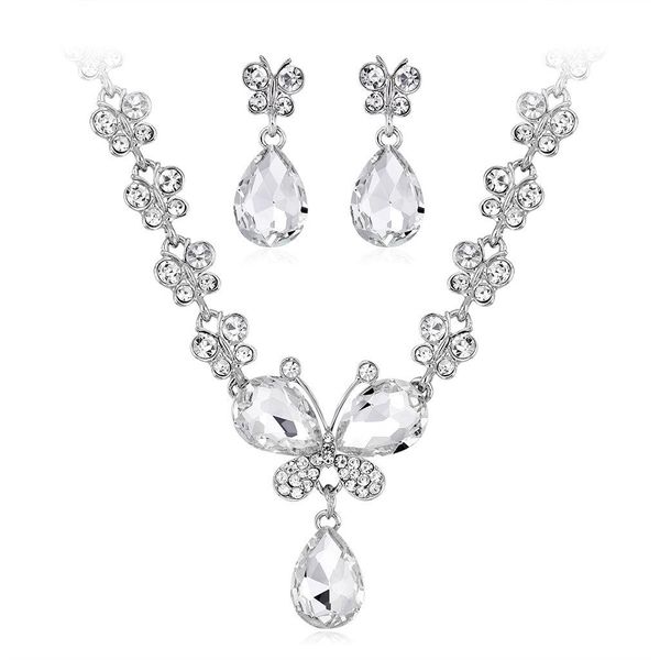 luxury bridal jewelry sets water-drop crystal butterfly necklace earrings set for women wedding bridesmaid fashion accessories, Slivery;golden
luxury bridal jewelry sets water-drop crystal butterfly necklace earrings set for women wedding bridesmaid fashion accessories, Slivery;golden