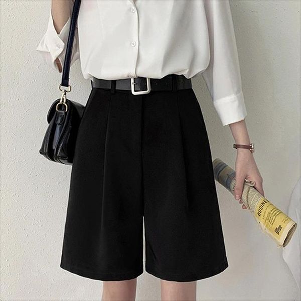 summer casual solid womans suit women short high waist pants loose wide leg trousers with pockets and zipper for female, White;black
summer casual solid womans suit women short high waist pants loose wide leg trousers with pockets and zipper for female, White;black