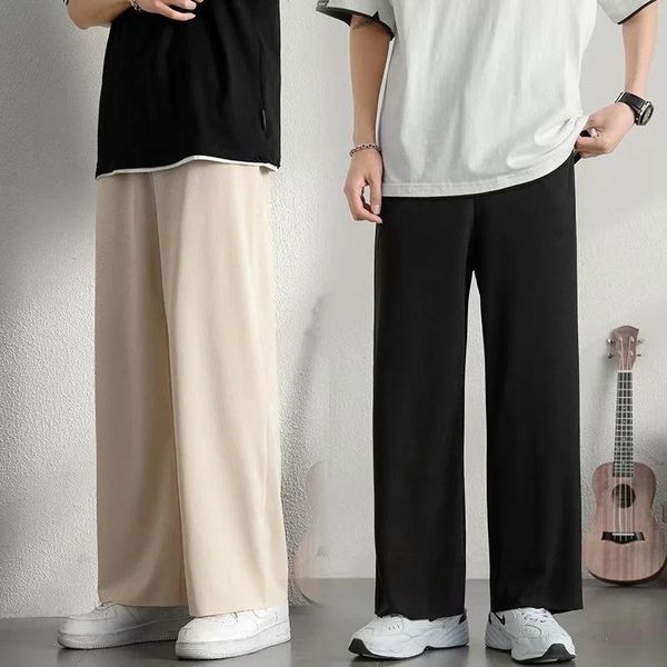 men's pants summer thin ice silk wide leg loose straight hanging feeling korean fashion casual sportswear wear, Black
men's pants summer thin ice silk wide leg loose straight hanging feeling korean fashion casual sportswear wear, Black