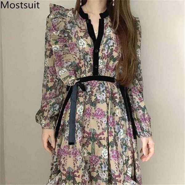 chiffon printed vintage women dress spring v-neck full sleeve ruffles belted pleated dresses korean elegant female vestido 210513, Black;gray
chiffon printed vintage women dress spring v-neck full sleeve ruffles belted pleated dresses korean elegant female vestido 210513, Black;gray
