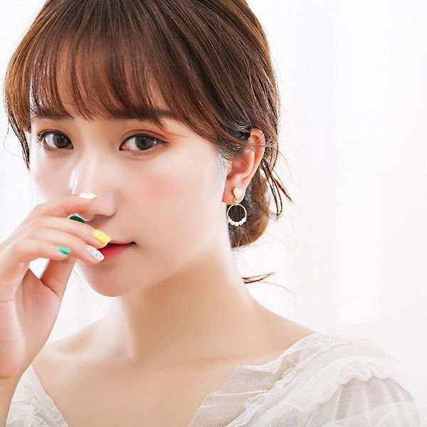 clip-on & screw back fresh and sweet small ring geometric circle ear pierced clip female temperament love pearl earrings, Silver
clip-on & screw back fresh and sweet small ring geometric circle ear pierced clip female temperament love pearl earrings, Silver