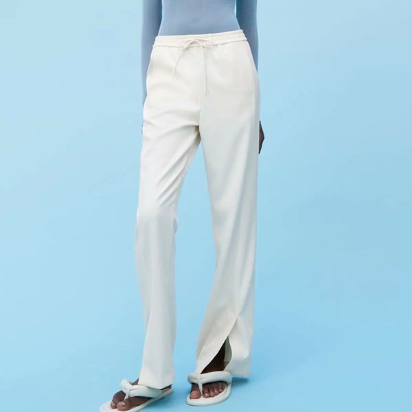 za spring autumn pants women full-length trouser drawstring high waist straight pantalon female fashion solid pant 210422, Black;white
za spring autumn pants women full-length trouser drawstring high waist straight pantalon female fashion solid pant 210422, Black;white