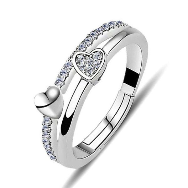 wedding rings copper silver plated double hearts open female ring crystal women engagement finger for party accessories, Slivery;golden
wedding rings copper silver plated double hearts open female ring crystal women engagement finger for party accessories, Slivery;golden
