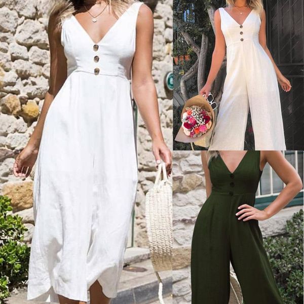women's jumpsuits & rompers button v collar fashion pure colour pants and broad legged 2021 summer, Black;white
women's jumpsuits & rompers button v collar fashion pure colour pants and broad legged 2021 summer, Black;white