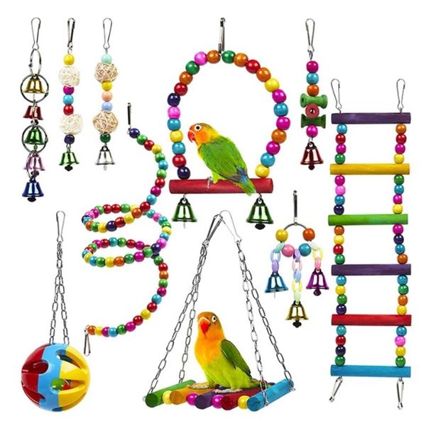 other bird supplies 10pcs cage toys for parrots reliable & chewable - swing hanging chewing bite bridge wooden beads ball bell
other bird supplies 10pcs cage toys for parrots reliable & chewable - swing hanging chewing bite bridge wooden beads ball bell
