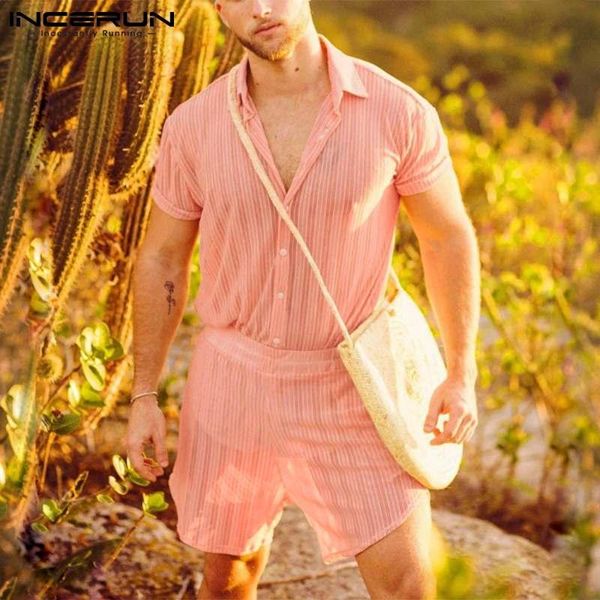 men's tracksuits men striped sets see through streetwear lapel short sleeve shirt elastic waist shorts 2021 breathable casual suits inc, Gray
men's tracksuits men striped sets see through streetwear lapel short sleeve shirt elastic waist shorts 2021 breathable casual suits inc, Gray
