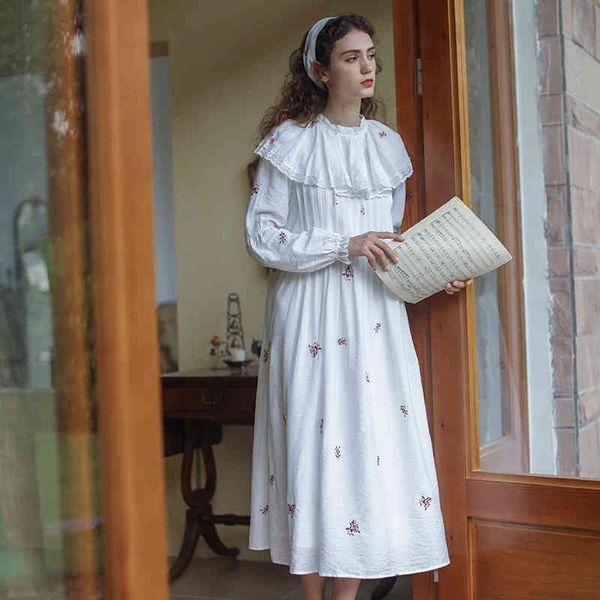 casual dresses white spring summer women mori girls vintage floral embroidery for ruff collar loose cotton midi nr2i, Black;gray
casual dresses white spring summer women mori girls vintage floral embroidery for ruff collar loose cotton midi nr2i, Black;gray