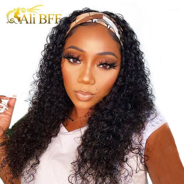 headband wig curly human hair none lace front wigs for black women kinky wave machine made 180% density1, Black;brown
headband wig curly human hair none lace front wigs for black women kinky wave machine made 180% density1, Black;brown