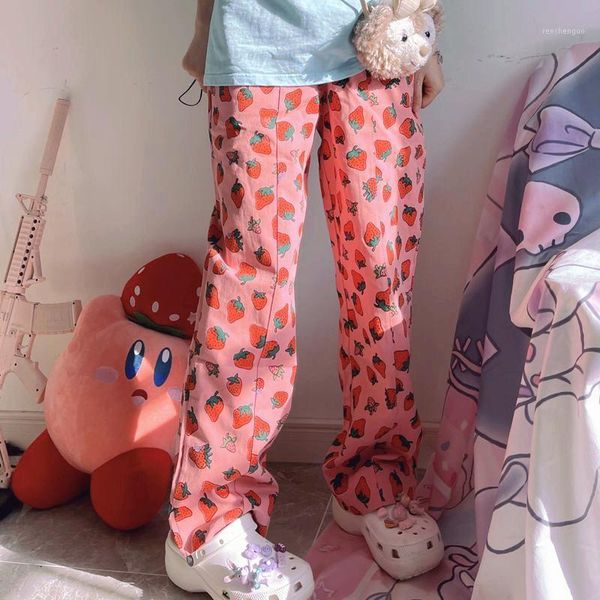 women's pants & capris summer style japanese full print strawberry design printing loose straight leg student casual, Black;white
women's pants & capris summer style japanese full print strawberry design printing loose straight leg student casual, Black;white