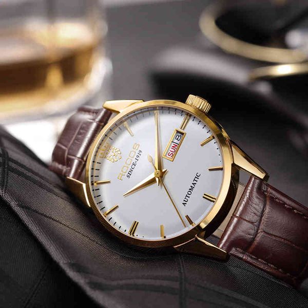 watch rocos men's automatic mechanical luxury gold wrist es for men classic elegant analog casual business -r0101, Slivery;brown
watch rocos men's automatic mechanical luxury gold wrist es for men classic elegant analog casual business -r0101, Slivery;brown