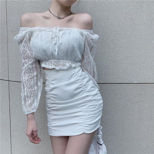 women's tracksuits french long-sleeved lace shirt + skirt two-piece female summer design sense off-shoulder white suit, Gray
women's tracksuits french long-sleeved lace shirt + skirt two-piece female summer design sense off-shoulder white suit, Gray