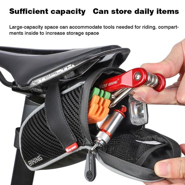 bicycle saddle bag compact waterproof bike tail with reflective strips moderate capacity mtb storage car & truck racks
bicycle saddle bag compact waterproof bike tail with reflective strips moderate capacity mtb storage car & truck racks