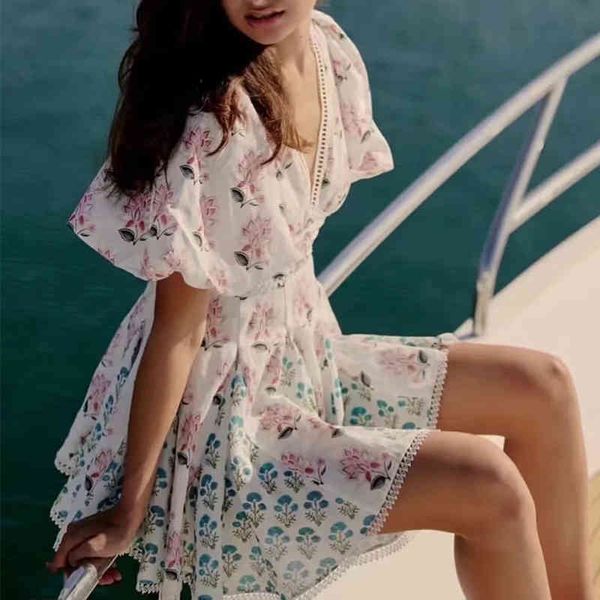 white lace spliced floral boho summer women lantern sleeve hollow out short beach dress robe femme vintage french 210415, Black;gray
white lace spliced floral boho summer women lantern sleeve hollow out short beach dress robe femme vintage french 210415, Black;gray