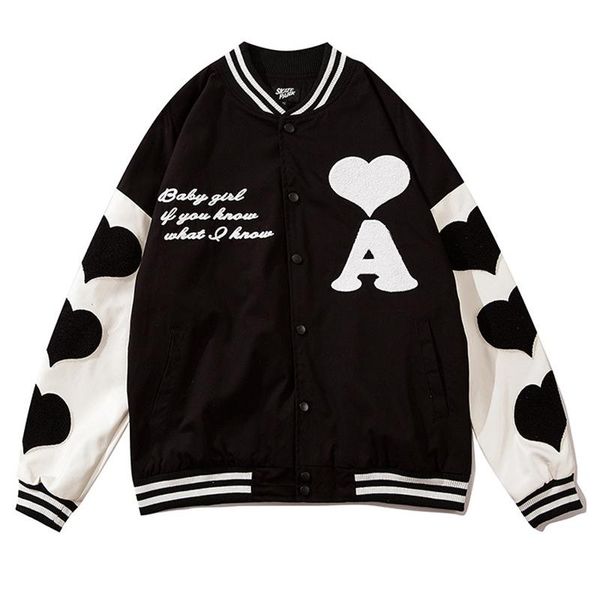 men's jackets love embroidery baseball uniform jacket men retro simple high street couple autumn winter patchwork color block outwear, Black;brown
men's jackets love embroidery baseball uniform jacket men retro simple high street couple autumn winter patchwork color block outwear, Black;brown