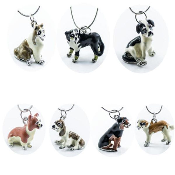 pendant necklaces 2021 europe and america selling cute dog necklace animal modeling alloy drop oil female jewelry, Silver
