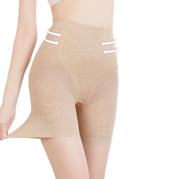 women's shapers lifting hip-closing abdominal safety pants women lace flower high-waisted body-shaped shaper, Black;white