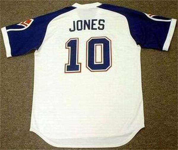 custom 10 chipper jones atlanta 1970's throwback baseball jersey, Black 
custom 10 chipper jones atlanta 1970's throwback baseball jersey, Black