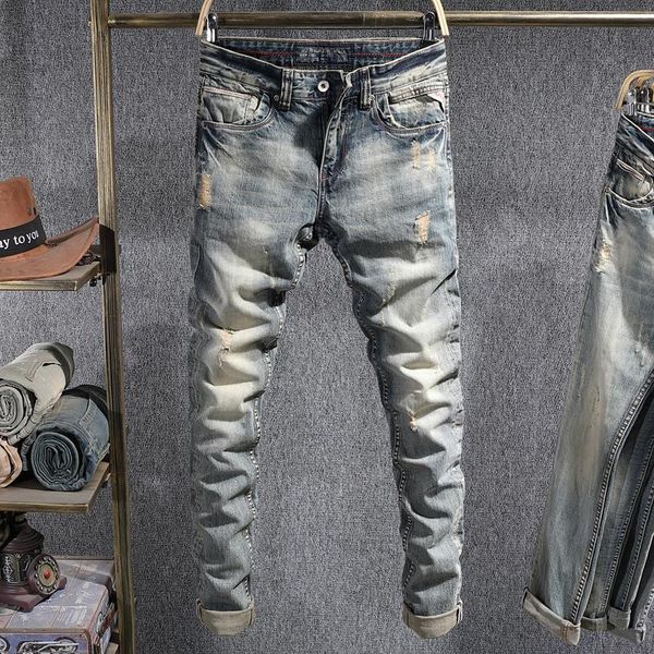 men's jeans ly vintage fashion men retro yellow blue slim fit ripped distressed designer casual denim pants
men's jeans ly vintage fashion men retro yellow blue slim fit ripped distressed designer casual denim pants
