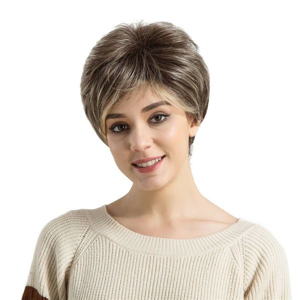 ladies short blonde brown mixed wig pixie sraight synthetic wig with bangs nature looking daily party use for women, Black
ladies short blonde brown mixed wig pixie sraight synthetic wig with bangs nature looking daily party use for women, Black