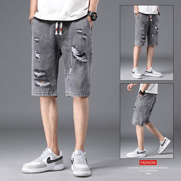 men's shorts sanqinsan summer slim fashion 2021 perforated jeans loose retro korean style straight harem casual pants, White;black
men's shorts sanqinsan summer slim fashion 2021 perforated jeans loose retro korean style straight harem casual pants, White;black